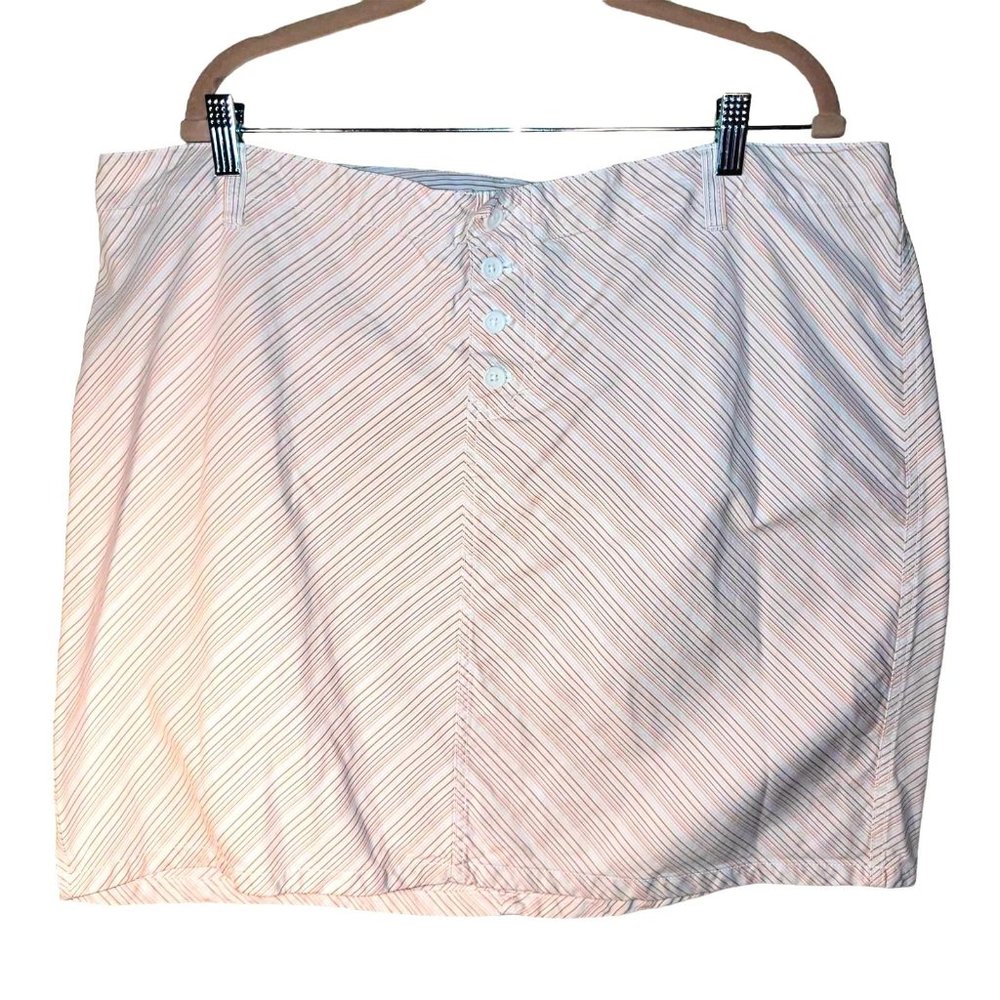 Lane Bryant Venezia Peach White Stripe Button Front Skirt Women Plus Size 22